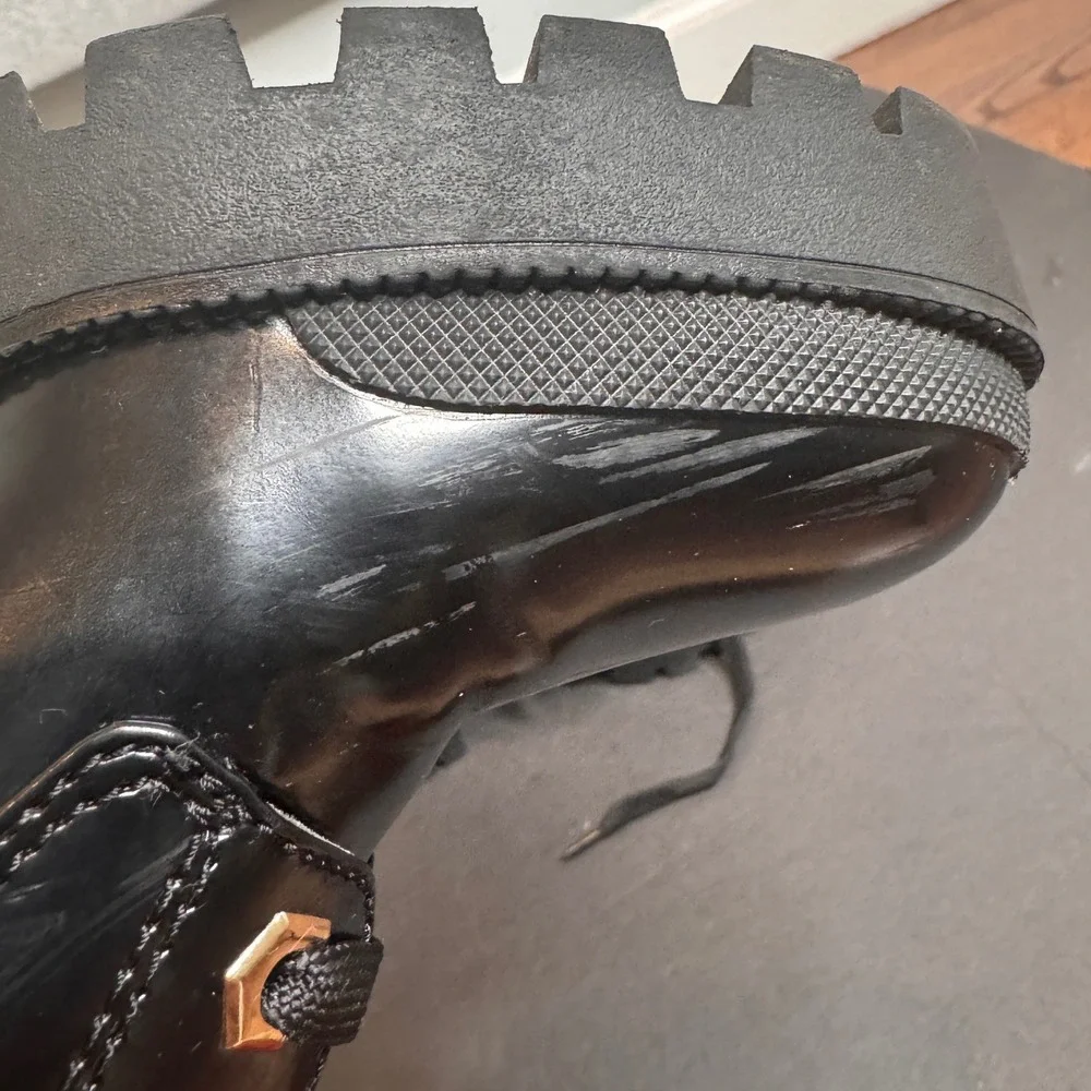Bershka Combat‎ Boots Patent Leather Grungecore Platform Goth Chunky Heel 6.5 US